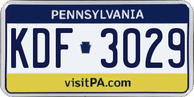 PA license plate KDF3029