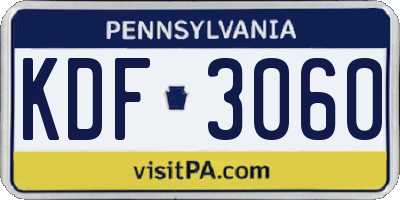 PA license plate KDF3060