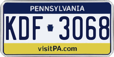PA license plate KDF3068