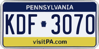 PA license plate KDF3070