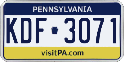 PA license plate KDF3071