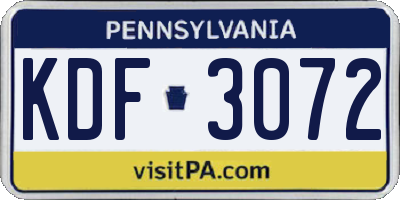 PA license plate KDF3072