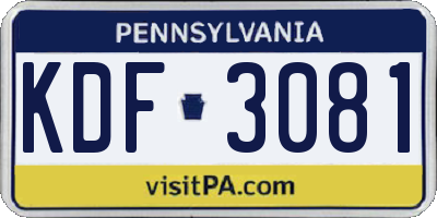 PA license plate KDF3081