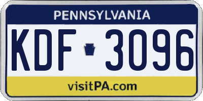 PA license plate KDF3096