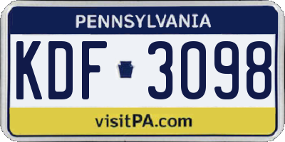 PA license plate KDF3098
