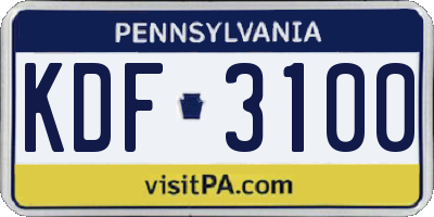 PA license plate KDF3100