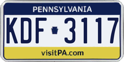 PA license plate KDF3117