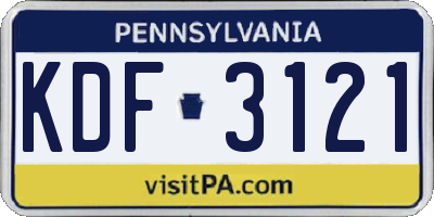 PA license plate KDF3121