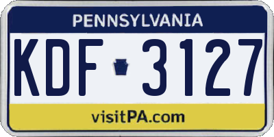 PA license plate KDF3127