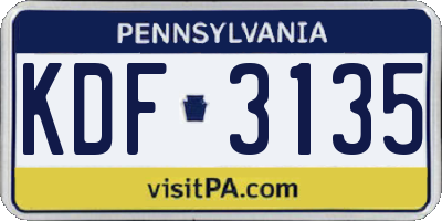 PA license plate KDF3135