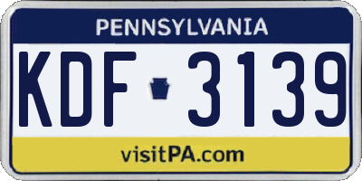 PA license plate KDF3139