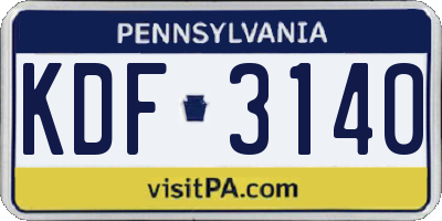 PA license plate KDF3140