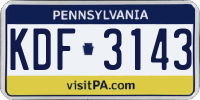 PA license plate KDF3143