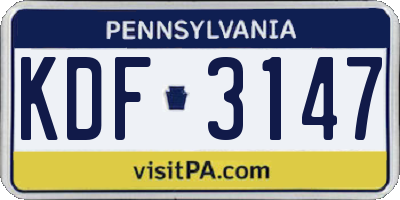PA license plate KDF3147