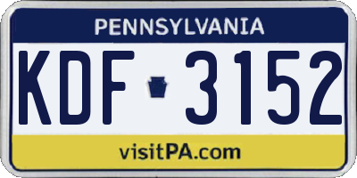 PA license plate KDF3152