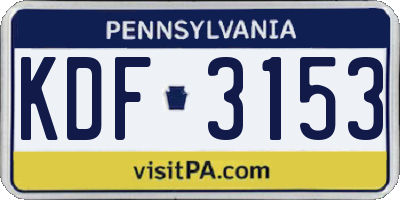 PA license plate KDF3153
