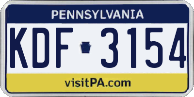 PA license plate KDF3154