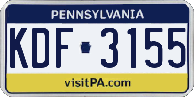 PA license plate KDF3155