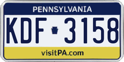 PA license plate KDF3158