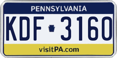 PA license plate KDF3160