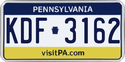 PA license plate KDF3162