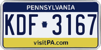 PA license plate KDF3167