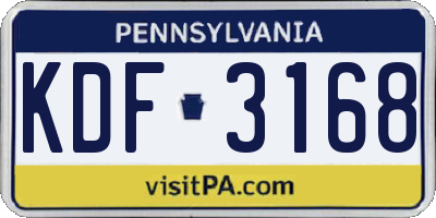 PA license plate KDF3168