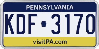 PA license plate KDF3170