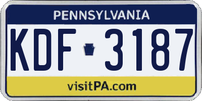PA license plate KDF3187