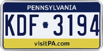 PA license plate KDF3194