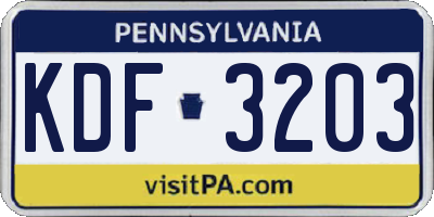 PA license plate KDF3203