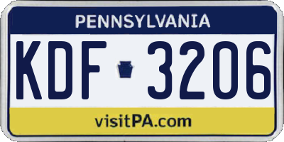 PA license plate KDF3206