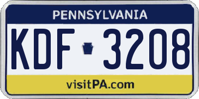 PA license plate KDF3208