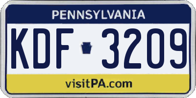 PA license plate KDF3209