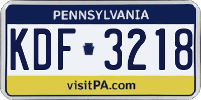 PA license plate KDF3218