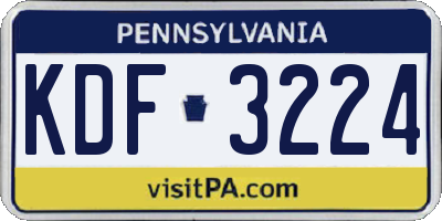 PA license plate KDF3224