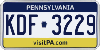 PA license plate KDF3229