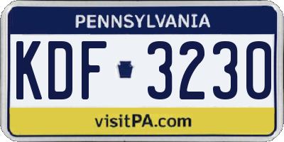 PA license plate KDF3230