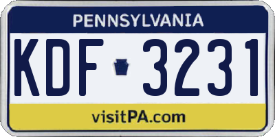 PA license plate KDF3231