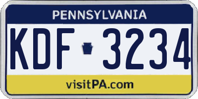 PA license plate KDF3234