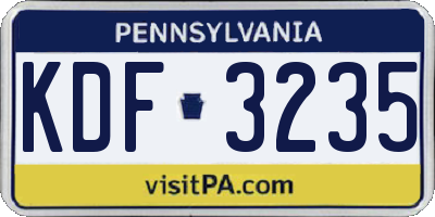 PA license plate KDF3235