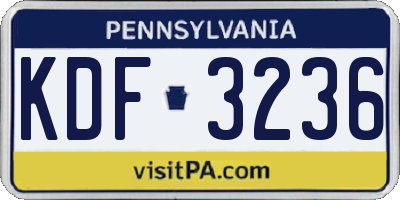 PA license plate KDF3236
