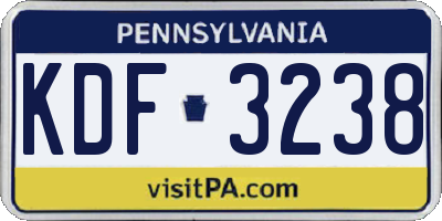 PA license plate KDF3238