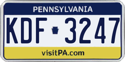 PA license plate KDF3247