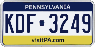 PA license plate KDF3249
