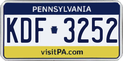 PA license plate KDF3252