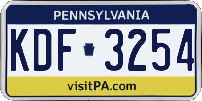 PA license plate KDF3254
