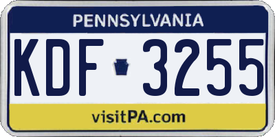 PA license plate KDF3255