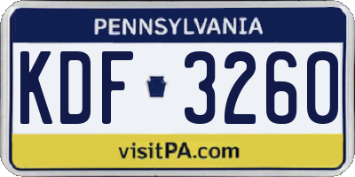 PA license plate KDF3260