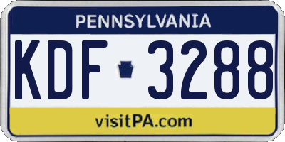 PA license plate KDF3288